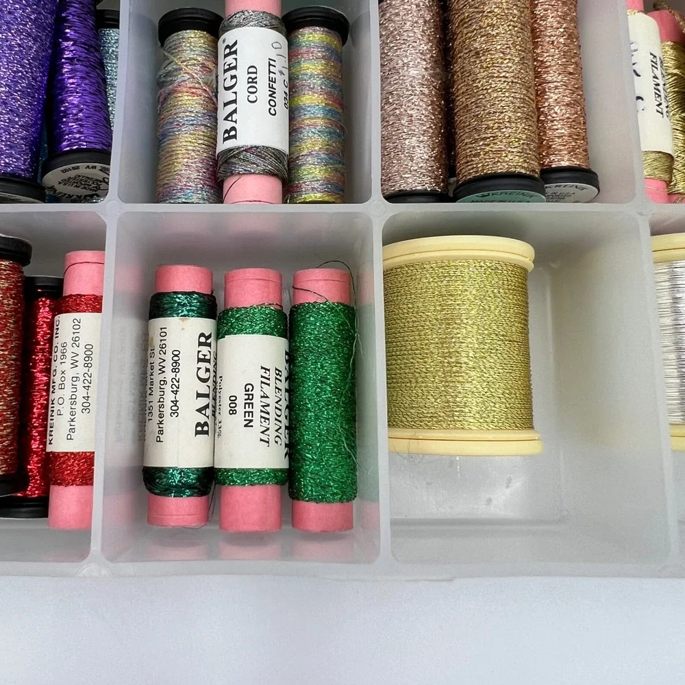 Metallic Embroidery Thread Lot Kreinik Madeira Glissen Gloss DMC 70+ Pieces
